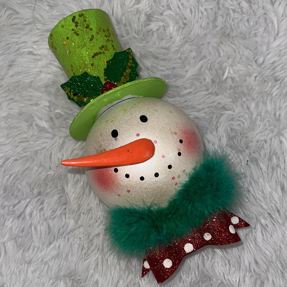 Pier 1 Other - Festive Snowman Ornament Mistletoe Hat Polka Dot Bow Oversized Decor Pier One